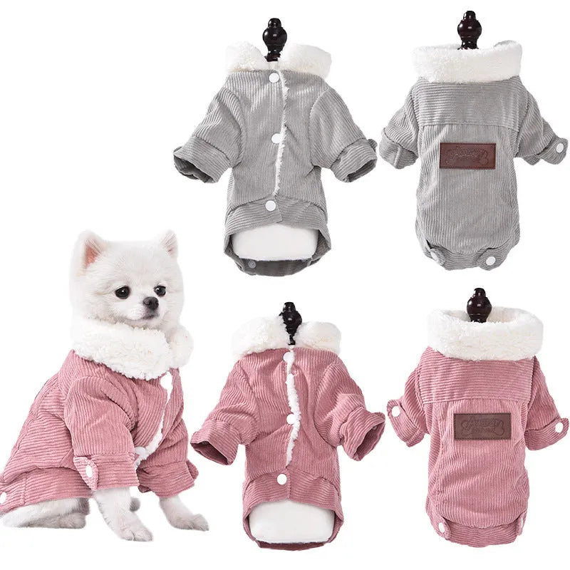 Lambswool grey dog vest with fleece padding for autumn and winter warmth