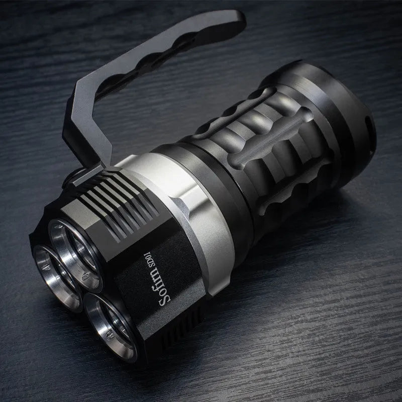 Aluminium alloy diving flashlight with 350 lumen brightness, 18cm length, waterproof for outdoor use