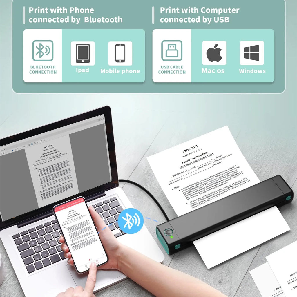 Phomemo M08F A4 portable wireless thermal printer in multiple colour options
