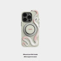 Leather iPhone case in pink, black, or white showing full coverage protection for iPhone 13 to 16 models