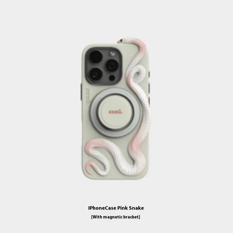 Leather iPhone case in pink, black, or white showing full coverage protection for iPhone 13 to 16 models