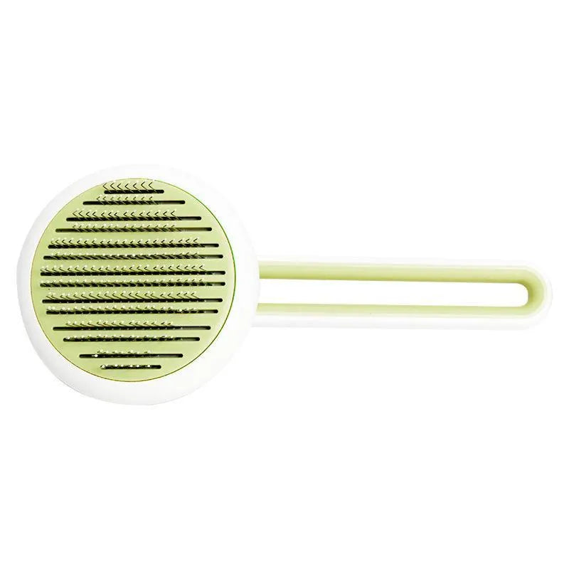 Automatic hair release pet grooming brush with stainless steel teeth in blue candy colour