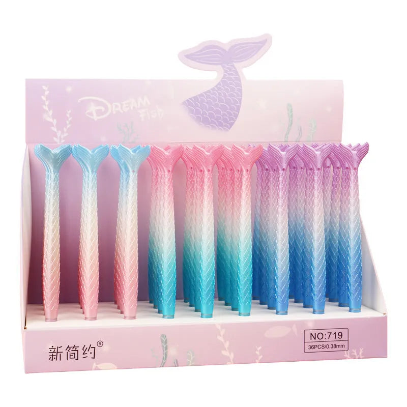 Creative cartoon mermaid pen with 0.38mm fine needle tube writing tip