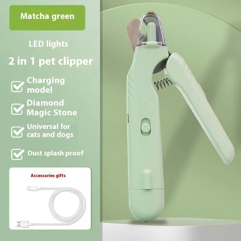 2-in-1 pet nail clipper with LED light, stainless steel blades, 180 x 41 x 22 mm, for dogs and cats
