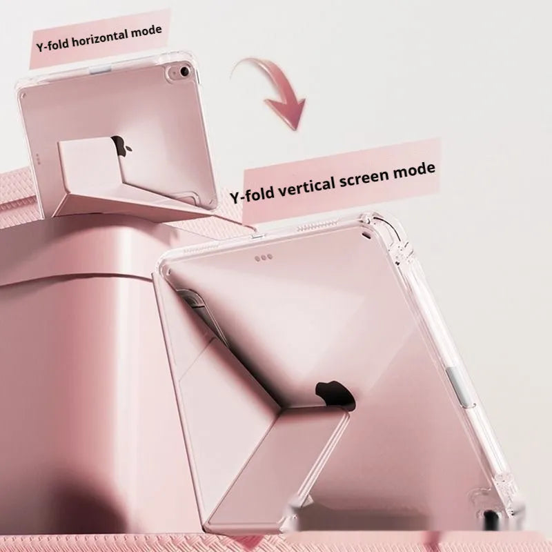 Acrylic transparent tablet protective cover with magnetic bracket and airbag corners for Apple iPad