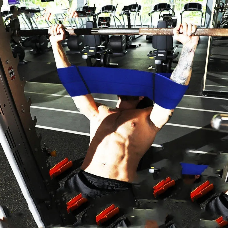 Fitness elbow joint resistance bandage in red, grey, blue, or black colours, available in S, M, L sizes for boxing and exercise support.
