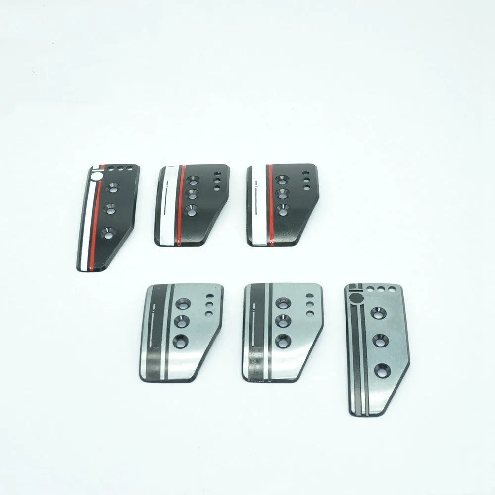 Aluminium alloy manual transmission car pedal set with brake, accelerator, and clutch pedals in black or grey