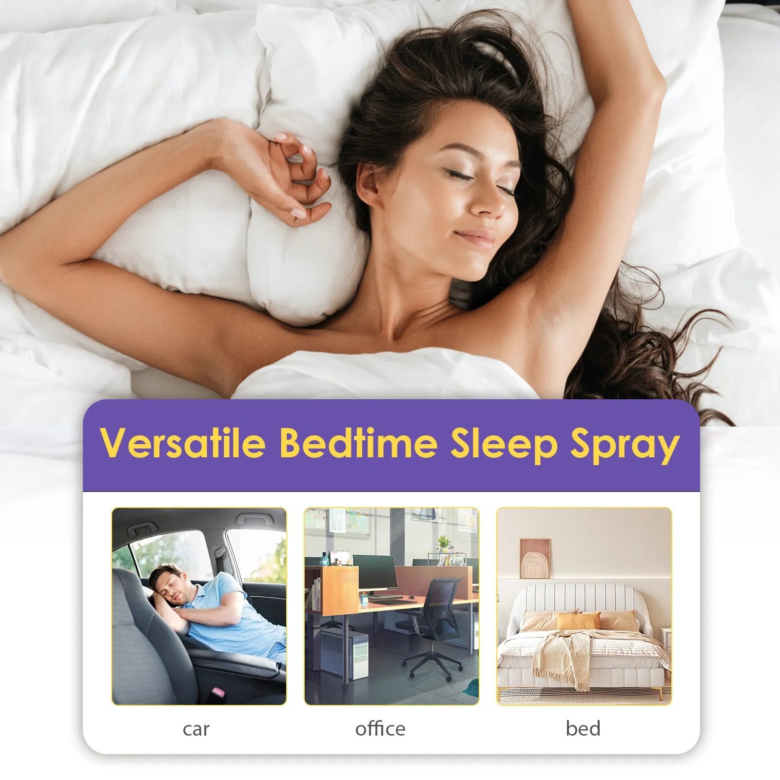 30ml bottle of lavender sleep spray for bedtime relaxation and body fatigue relief.