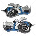 Pair of large yellow and silver Big Bee zinc alloy bumper stickers on a car bumper.