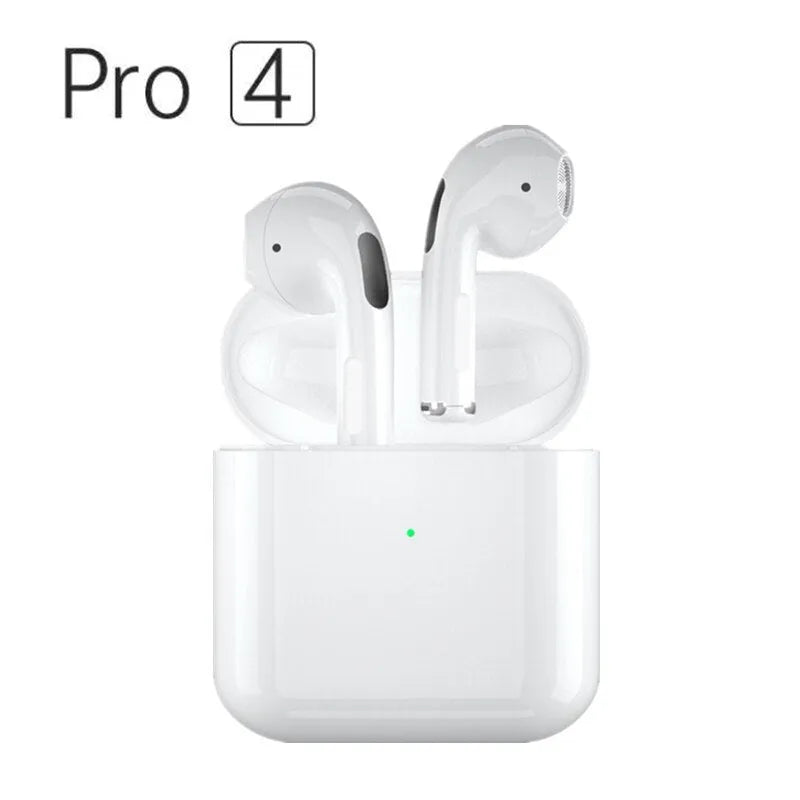 White and black Sports Pro4 wireless Bluetooth headphones with in-ear design for sports activities