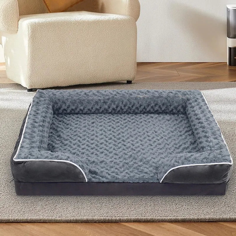 Waterproof dog kennel mat in grey or brown colours with removable washable cover