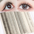 Single-cluster false eyelash set with black and pink glue options and application tweezers