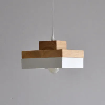 Japanese-style zinc alloy wood chandelier with adjustable height in matte black round design