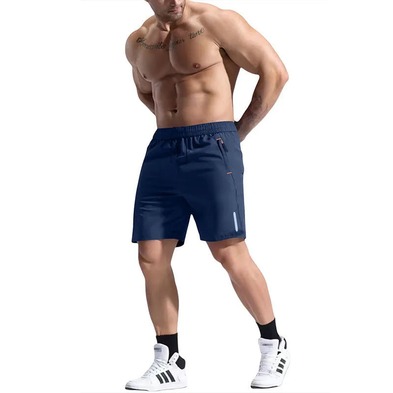Men's elastic waist sports shorts in army green colour, made from bamboo fibre fabric for summer wear