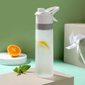 Large plastic spray water bottle with handle strap and leakproof lid in multiple colour options