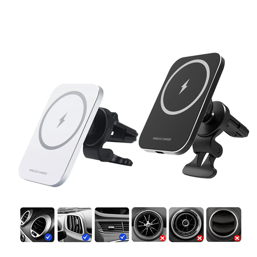 Black magnetic wireless charging car phone holder for Apple iPhone 12 with 15W fast charge