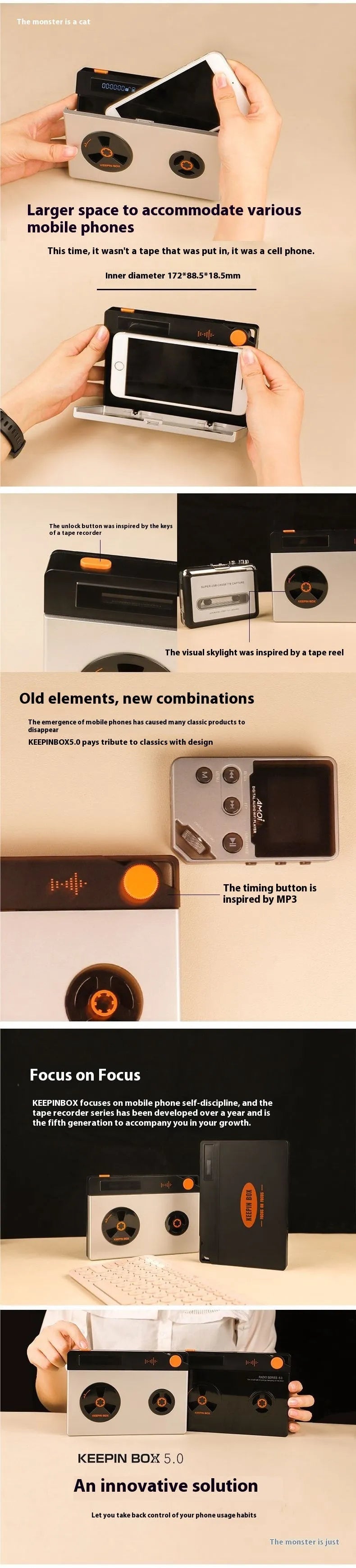 Mobile phone lock timing box in silver matte and black mirror finishes, used to lock a phone away for set periods to reduce screen time.