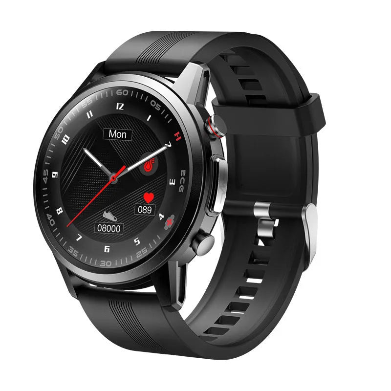 F800 ECG Blood Pressure Sports Smart Watch with black TPU wristband and 1.3-inch display