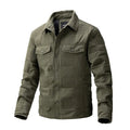 Men's quilted cotton jacket with polo collar and wool lining in four colour options