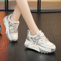Leather wedge heel sports casual shoes in silver colour with round toe and front lace-up closure