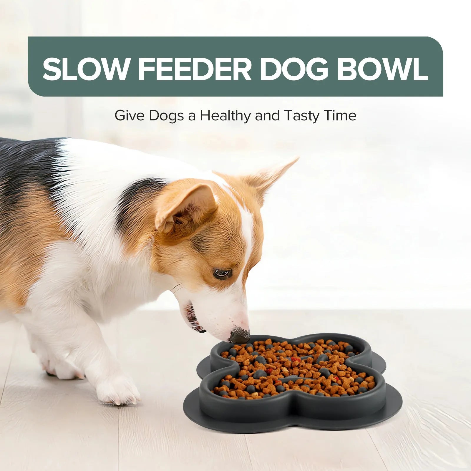 Silicone pet licking pad measuring 19cm by 21cm with non-slip base in various colour options