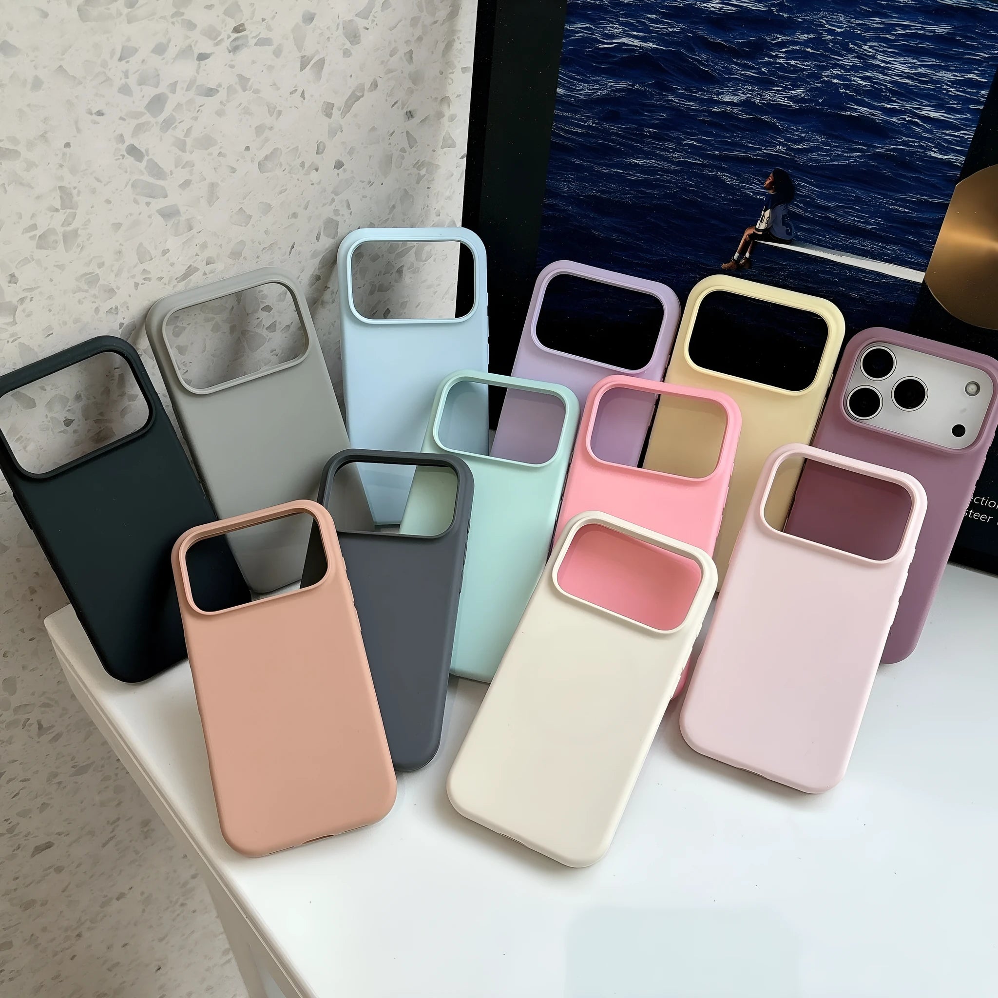 Liquid silicone magnetic charging phone case for iPhone with AI button in antique white colour
