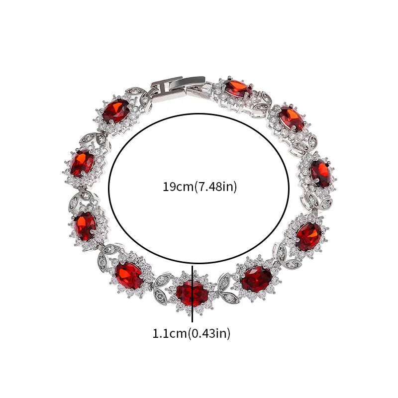 Personality Trend women's electroplated alloy bracelet with inlaid zircon accents in nine gemstone colour options