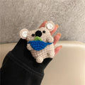 Handmade knitted koala bear backpack cover for AirPods protection with embroidered features