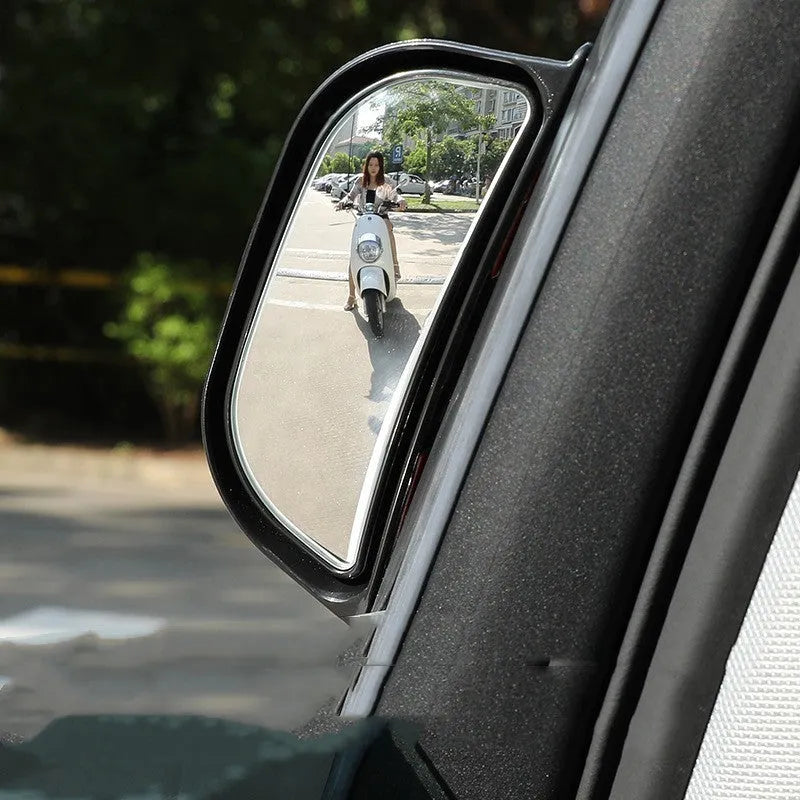 Two-row universal wide angle car mirror with 126mm width, ABS+ construction, black and white colour options