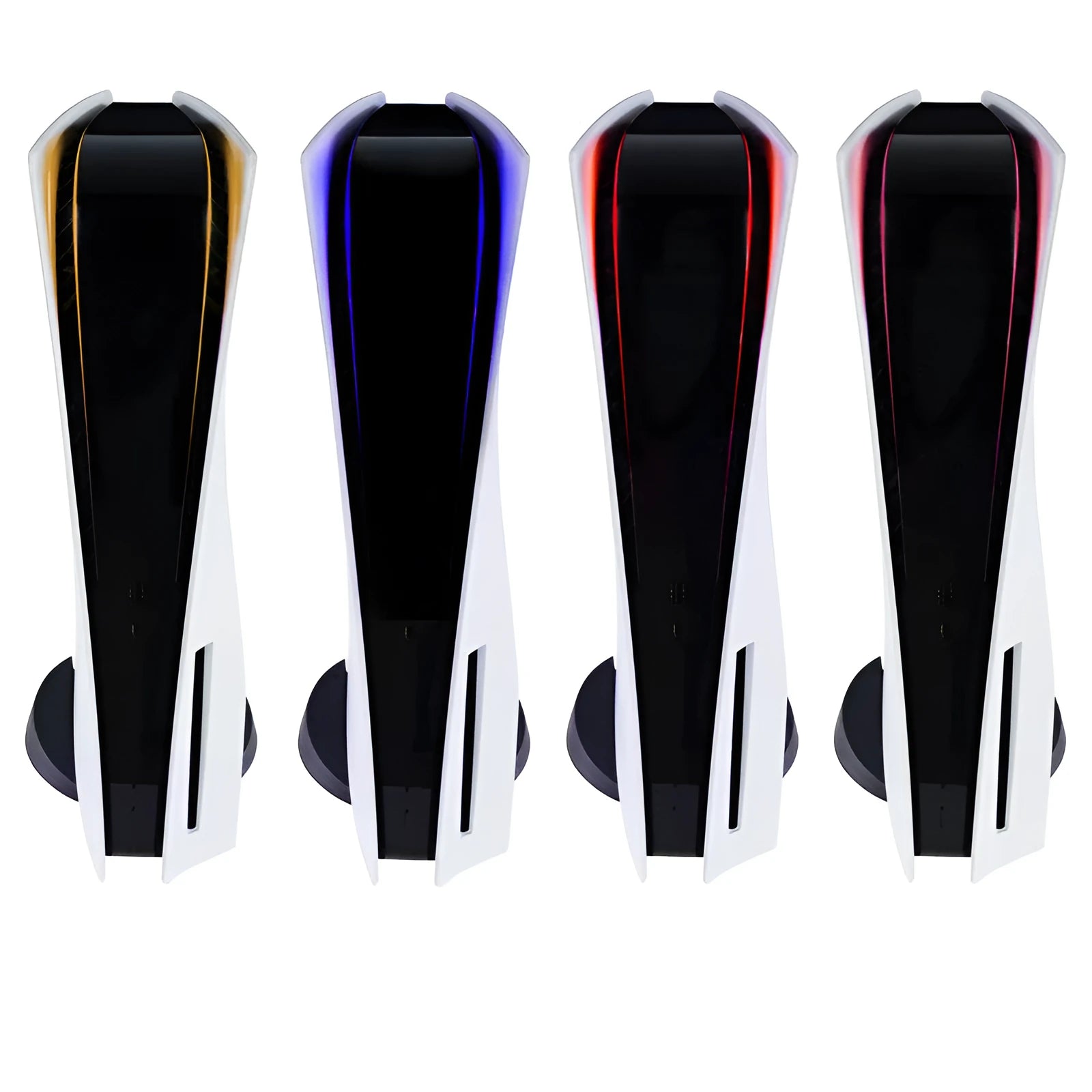 PS5 light bar customisation film in pink, red, gold, and blue options on a white background