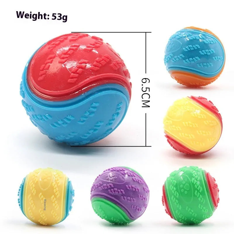 TPR rubber dog training ball with sound core in multicolour options including luminous variants