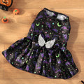 Halloween dog costume with angel wings in bright pumpkin design, showing front closure and wing extension