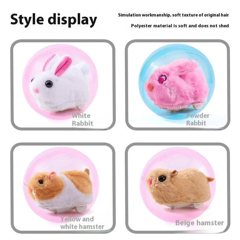 Universal hamster rolling ball toy with plush shell in beige hamster design