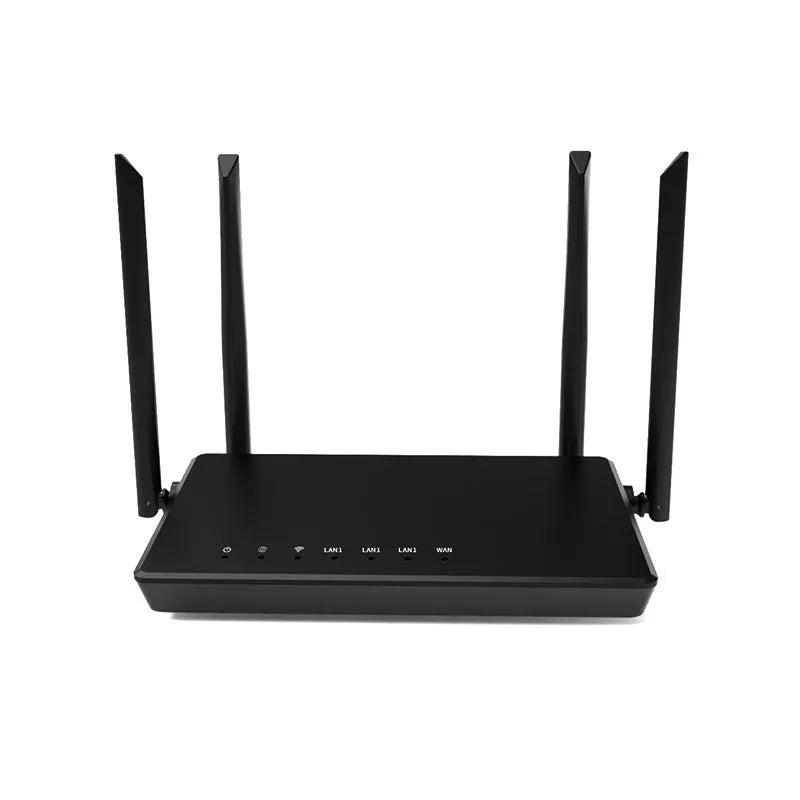 Portable 300 metre wireless router in black or white with 5 Ethernet ports