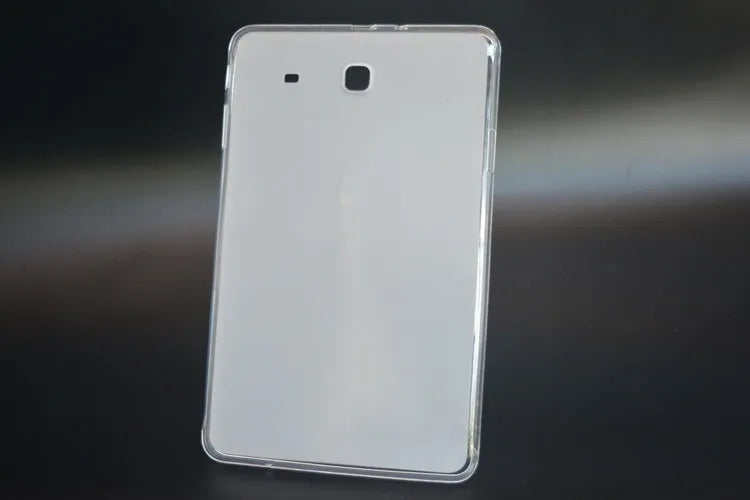 Clear ultra-thin 0.8mm silicone protective case for tablet showing transparent white colour and minimalist design