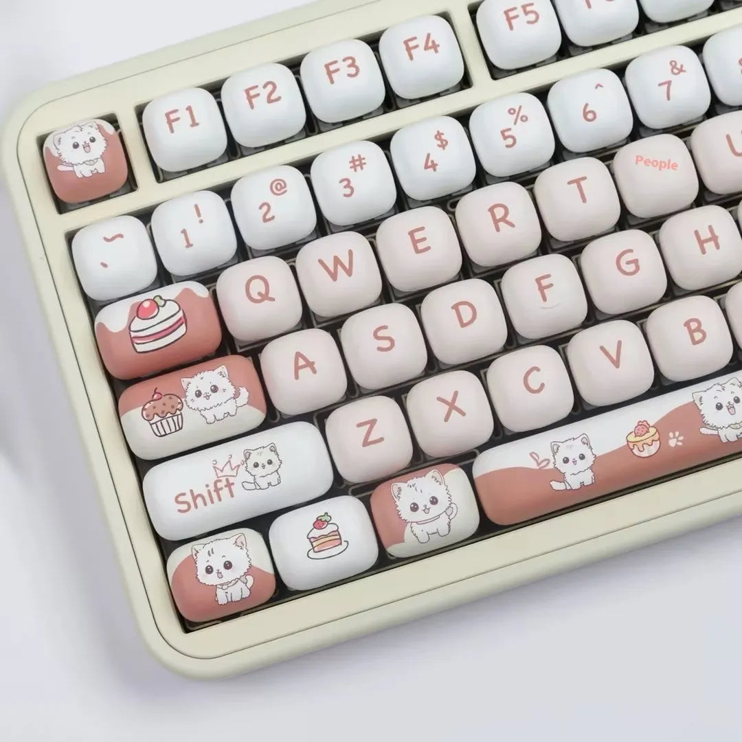 Cartoon dessert cat design key cap for mechanical keyboards with sublimation printing