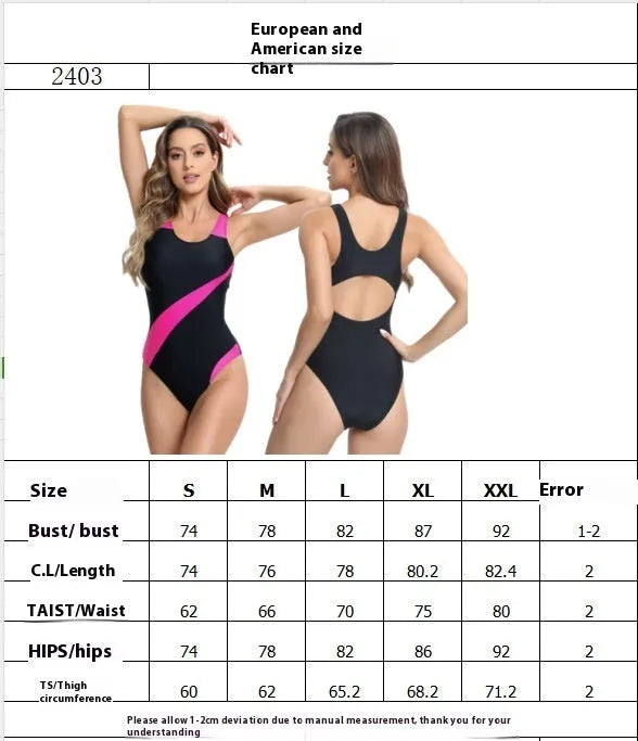 Women's one-piece swimsuit in rose red, blue, or white, showing sleeveless brief design for swimming.
