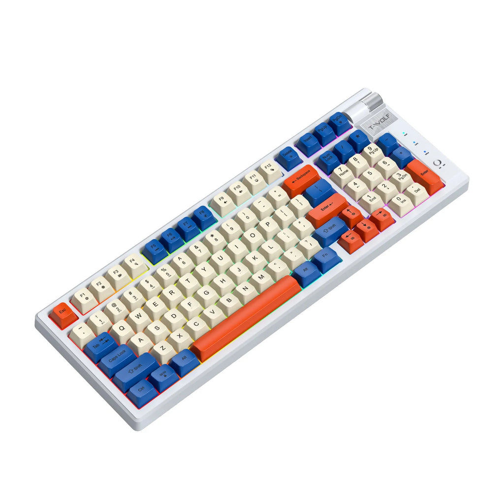 Bluetooth wireless mechanical gaming keyboard in black and red colour with USB receiver