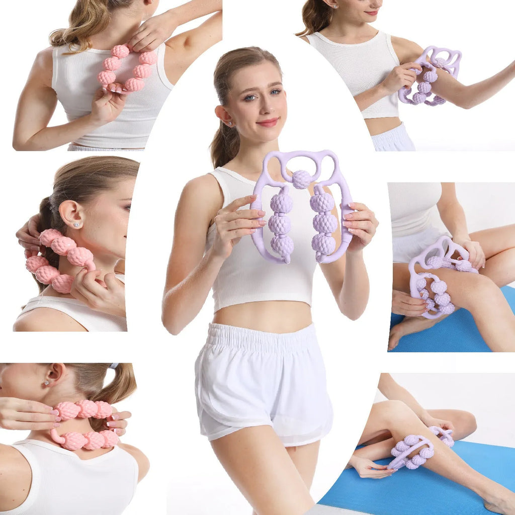 Double row ring clip leg massager with ten massage points in autumn cherry pink colour
