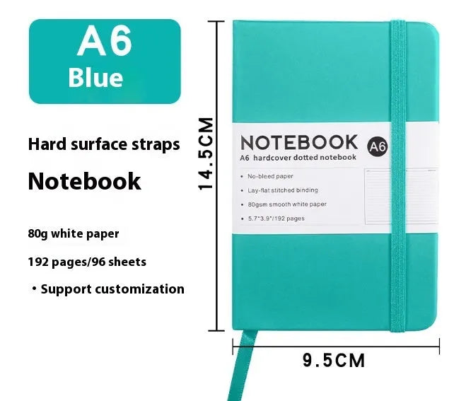 A5 PU leather strap diary with horizontal line pages in various colours including Marble Black and Skin Feeling Cyan