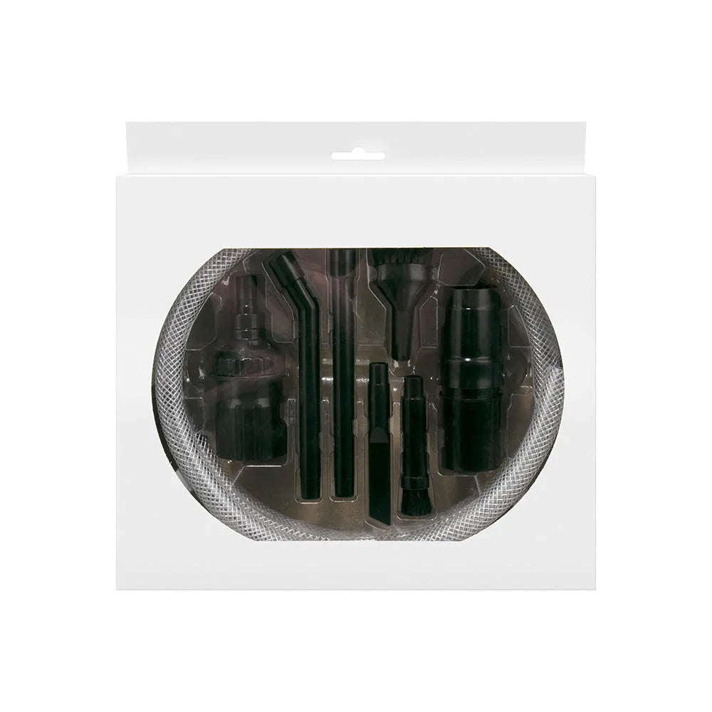 Eight-piece vacuum cleaner accessory set with specialised tools for cleaning compact spaces under 10 square metres