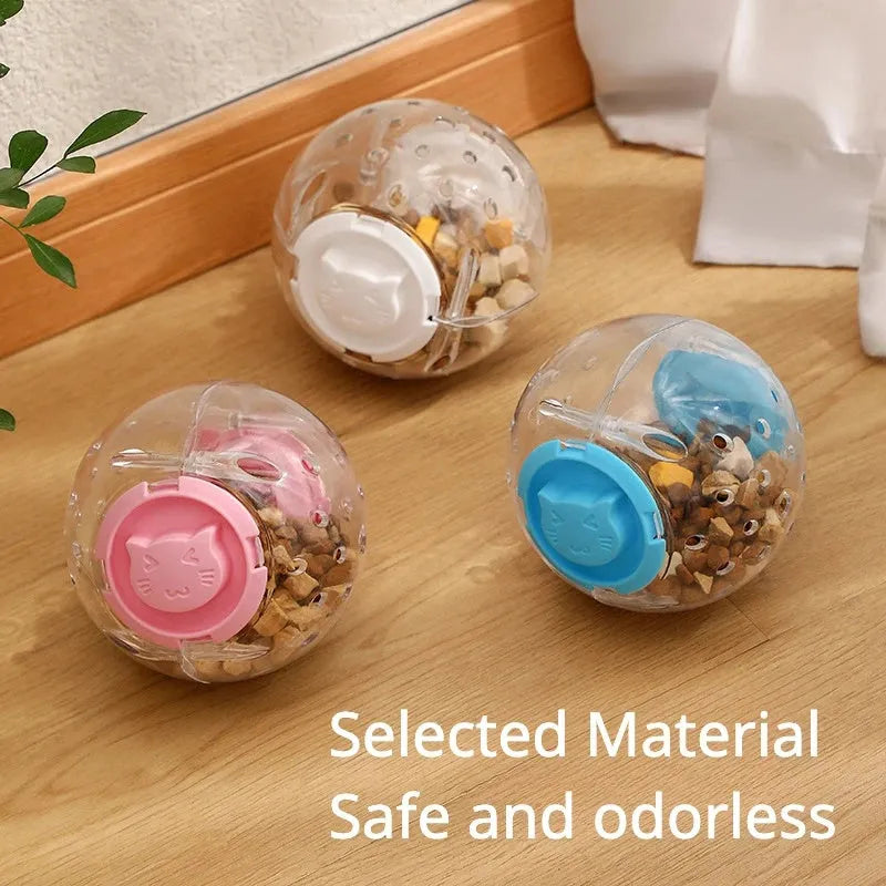 11.5cm clear plastic pet slow feeder ball for cats and dogs with food dispensing holes