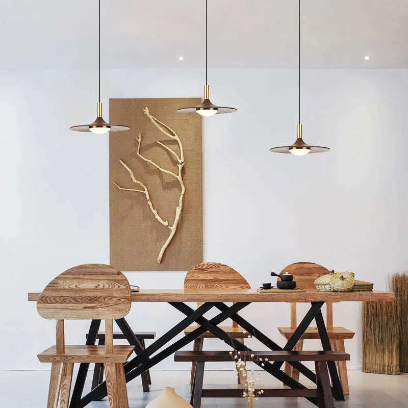 New Chinese style walnut wood bar chandelier with copper fittings and fish line design