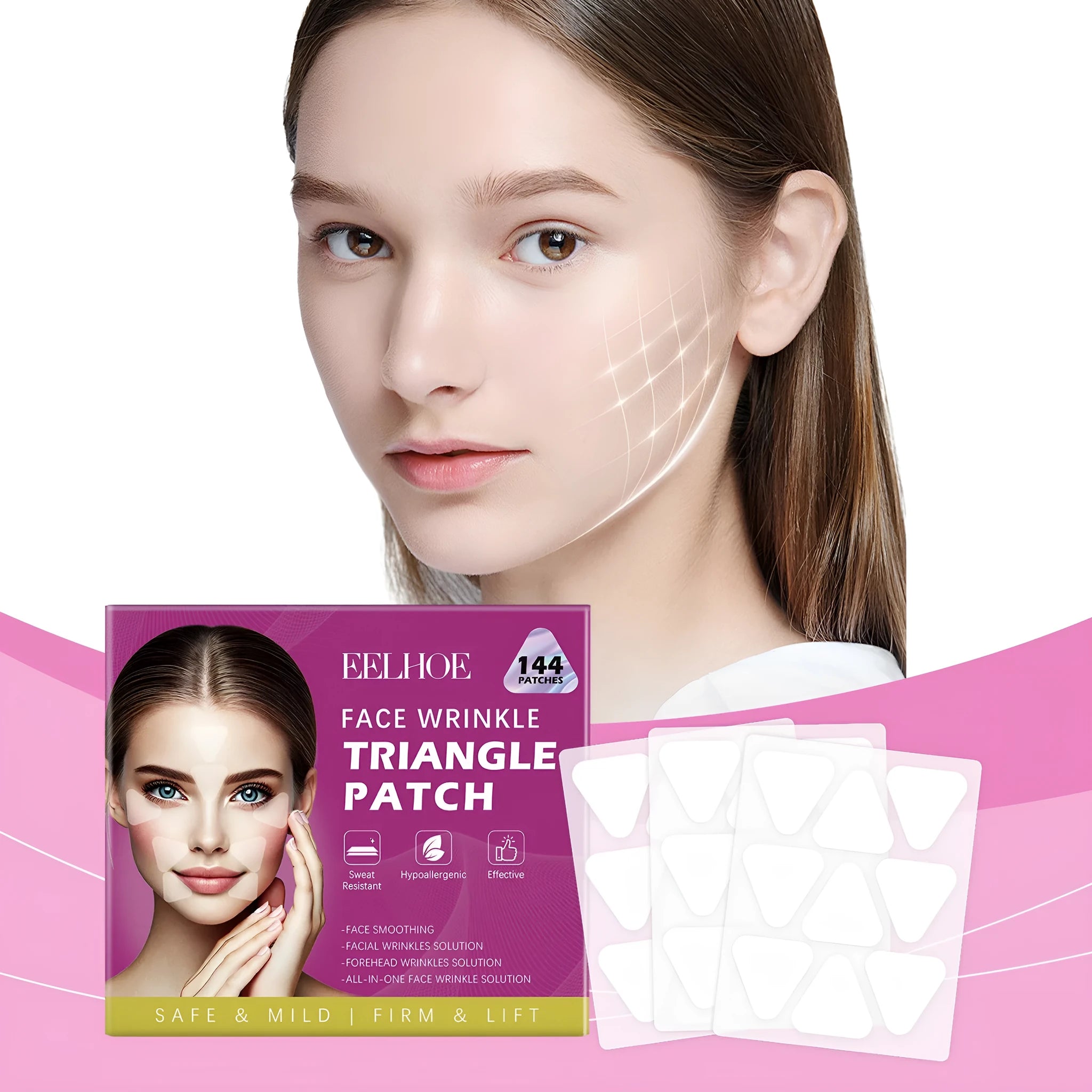 144 facial skin fine lines nursing adhesive bandage patches with hyaluronic acid formulation