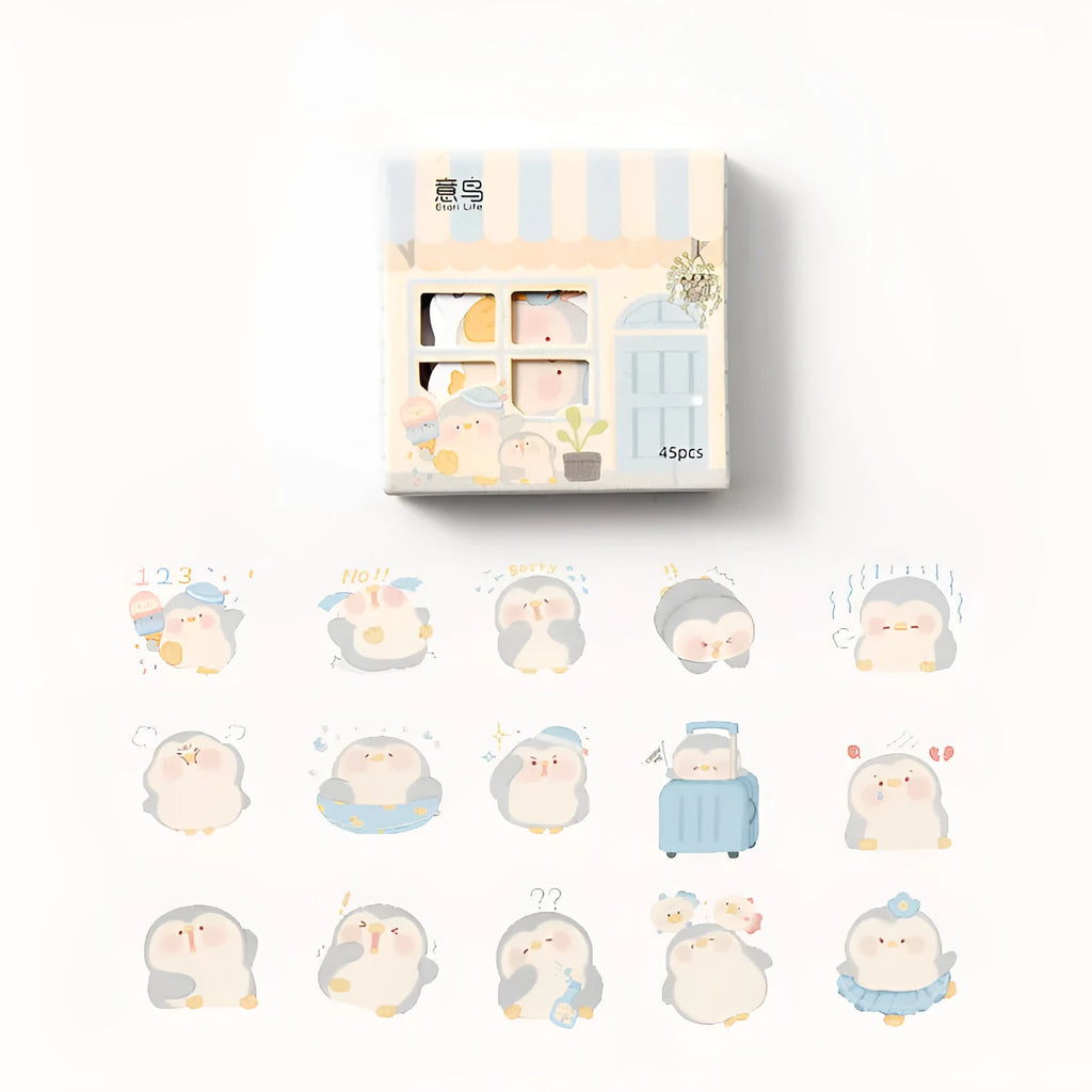 Penguin-themed paper account and decoration stickers in various widths from 20mm to 50mm