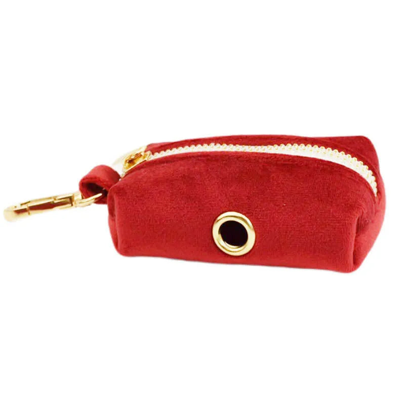 Dog wearing coordinated cloth collar set with bow, vest, and matching leash