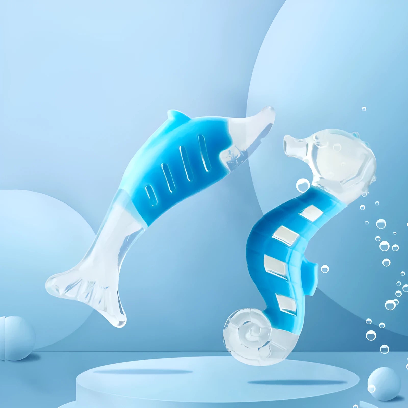 PU nylon dog chew toys in seahorse and tuna fish designs for puppy teething