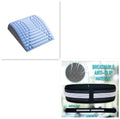 Blue EVA foam back stretcher pillow for lumbar and neck support on a plain background.