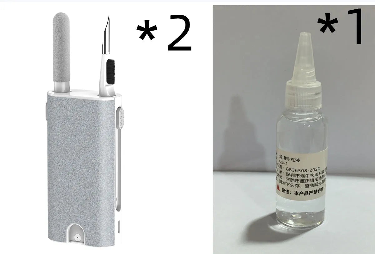 5-in-1 electronic screen cleaner kit with flocking sponge, brush and metal tip