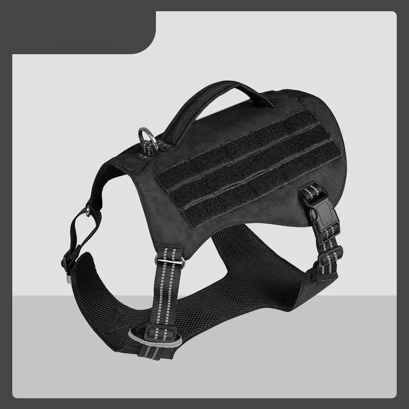 Nylon dog chest strap leash in black or army green, waterproof, sizes M L XL